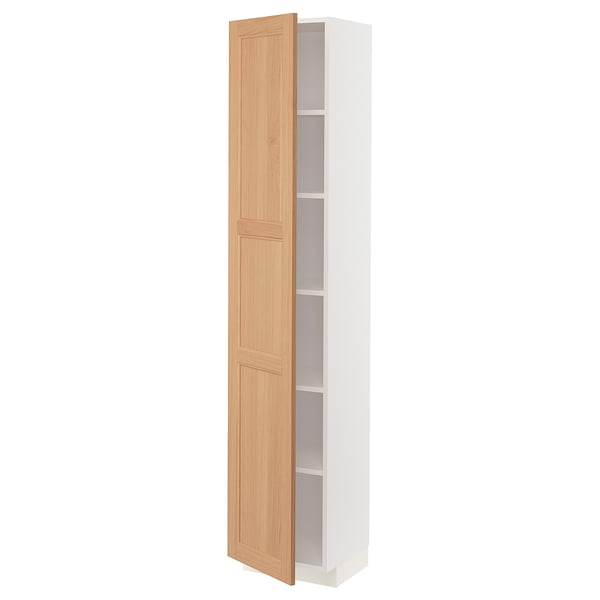 METOD High cabinet with shelves, white/Vedhamn oak, 40x37x200 cm