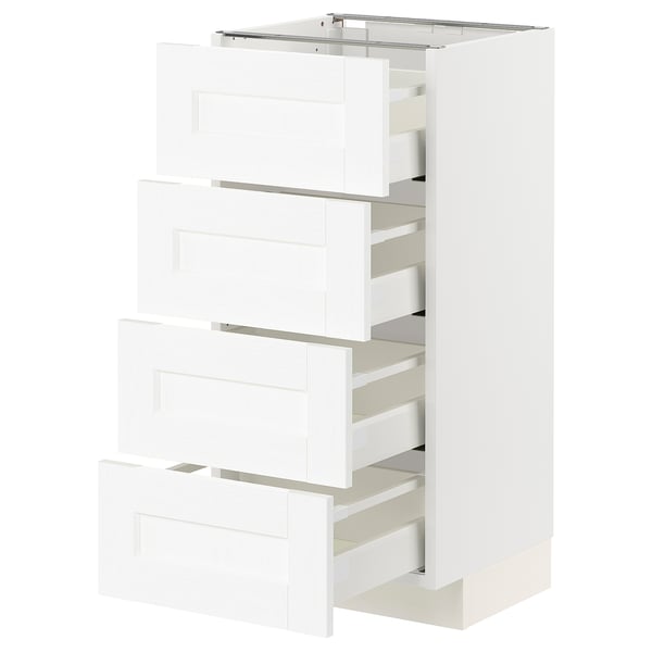 METOD / MAXIMERA Base cab 4 frnts/4 drawers, white Enköping/white wood effect, 40x37x80 cm