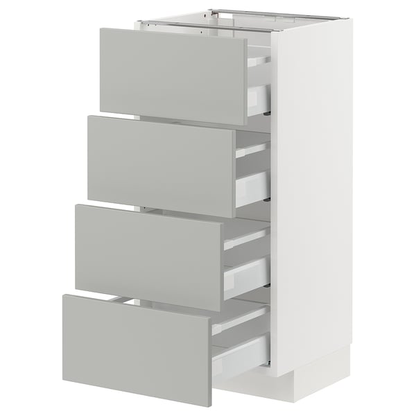 METOD / MAXIMERA Base cab 4 frnts/4 drawers, white/Havstorp light grey, 40x37x80 cm
