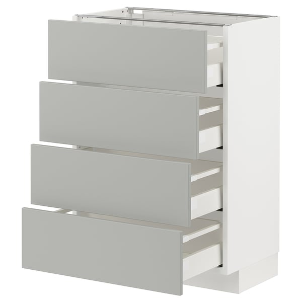 METOD / MAXIMERA Base cab 4 frnts/4 drawers, white/Havstorp light grey, 60x37x80 cm