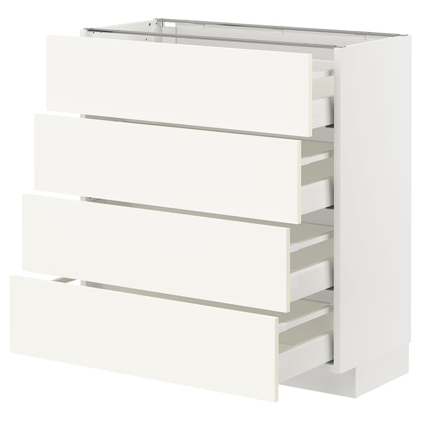 METOD / MAXIMERA Base cab 4 frnts/4 drawers, white/Vallstena white, 80x37x80 cm