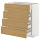 METOD / MAXIMERA Base cab 4 frnts/4 drawers, white/Voxtorp oak effect, 80x37x80 cm