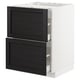 METOD / MAXIMERA Base cab f hob/2 fronts/2 drawers, white/Lerhyttan black stained, 60x60x80 cm