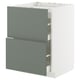 METOD / MAXIMERA Base cab f hob/2 fronts/2 drawers, white/Nickebo matt grey-green, 60x60x80 cm