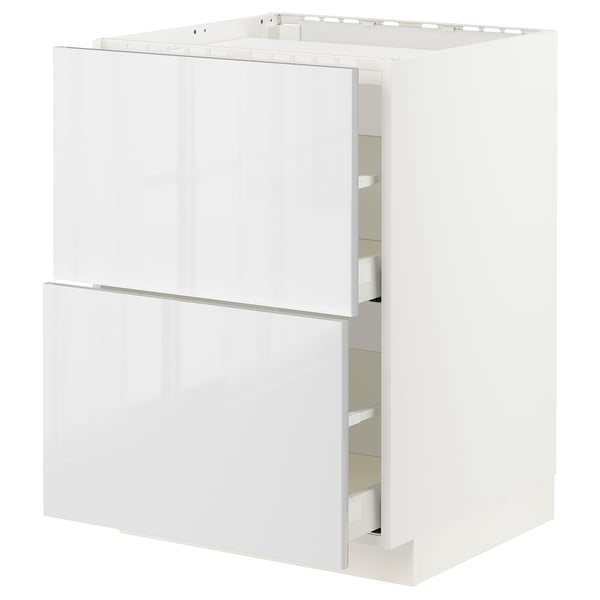 METOD / MAXIMERA Base cab f hob/2 fronts/2 drawers, white/Ringhult white, 60x60x80 cm