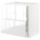 METOD / MAXIMERA Base cab f hob/2 fronts/2 drawers, white/Voxtorp high-gloss/white, 80x60x80 cm