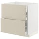 METOD / MAXIMERA Base cab f hob/2 fronts/3 drawers, white/Havstorp beige, 80x60x80 cm