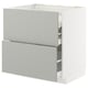 METOD / MAXIMERA Base cab f hob/2 fronts/3 drawers, white/Havstorp light grey, 80x60x80 cm
