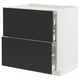 METOD / MAXIMERA Base cab f hob/2 fronts/3 drawers, white/Nickebo matt anthracite, 80x60x80 cm