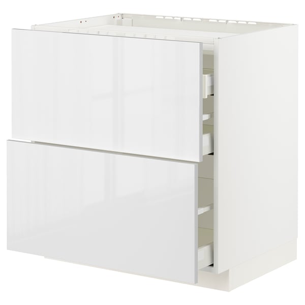 METOD / MAXIMERA Base cab f hob/2 fronts/3 drawers, white/Ringhult white, 80x60x80 cm