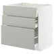 METOD / MAXIMERA Base cab f hob/3 fronts/3 drawers, white/Havstorp light grey, 80x60x80 cm