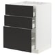 METOD / MAXIMERA Base cab f hob/3 fronts/3 drawers, white/Nickebo matt anthracite, 60x60x80 cm