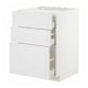 METOD / MAXIMERA Base cab f hob/3 fronts/3 drawers, white/Stensund white, 60x60x80 cm