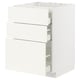 METOD / MAXIMERA Base cab f hob/3 fronts/3 drawers, white/Vallstena white, 60x60x80 cm