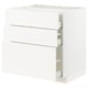 METOD / MAXIMERA Base cab f hob/3 fronts/3 drawers, white/Veddinge white, 80x60x80 cm