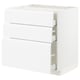 METOD / MAXIMERA Base cab f hob/3 fronts/3 drawers, white/Voxtorp matt white, 80x60x80 cm