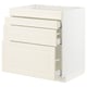 METOD / MAXIMERA Base cab f hob/4 fronts/3 drawers, white/Bodbyn off-white, 80x60x80 cm