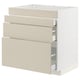 METOD / MAXIMERA Base cab f hob/4 fronts/3 drawers, white/Havstorp beige, 80x60x80 cm