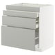 METOD / MAXIMERA Base cab f hob/4 fronts/3 drawers, white/Havstorp light grey, 80x60x80 cm