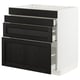 METOD / MAXIMERA Base cab f hob/4 fronts/3 drawers, white/Lerhyttan black stained, 80x60x80 cm