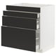 METOD / MAXIMERA Base cab f hob/4 fronts/3 drawers, white/Nickebo matt anthracite, 80x60x80 cm