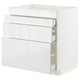 METOD / MAXIMERA Base cab f hob/4 fronts/3 drawers, white/Ringhult white, 80x60x80 cm