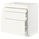 METOD / MAXIMERA Base cab f hob/4 fronts/3 drawers, white/Vallstena white, 80x60x80 cm