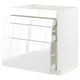 METOD / MAXIMERA Base cab f hob/4 fronts/3 drawers, white/Voxtorp high-gloss/white, 80x60x80 cm