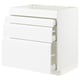 METOD / MAXIMERA Base cab f hob/4 fronts/3 drawers, white/Voxtorp matt white, 80x60x80 cm