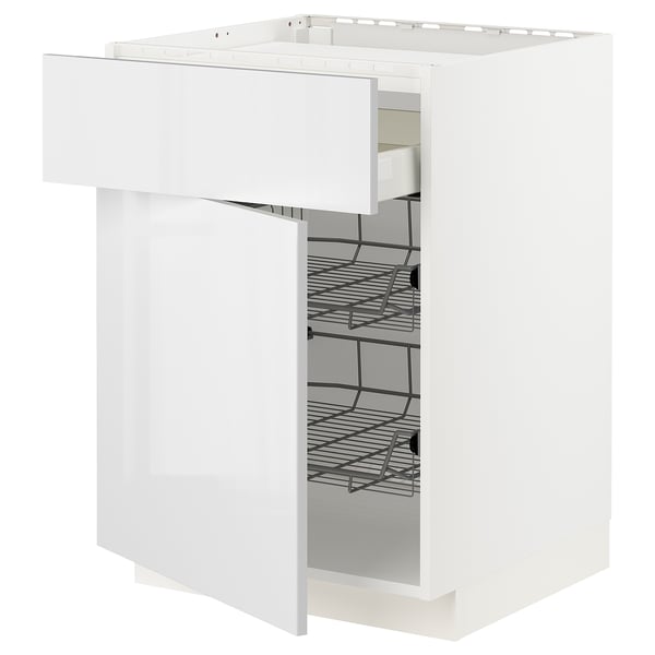 METOD / MAXIMERA Base cab f hob/drawer/2 wire bskts, white/Ringhult white, 60x60x80 cm