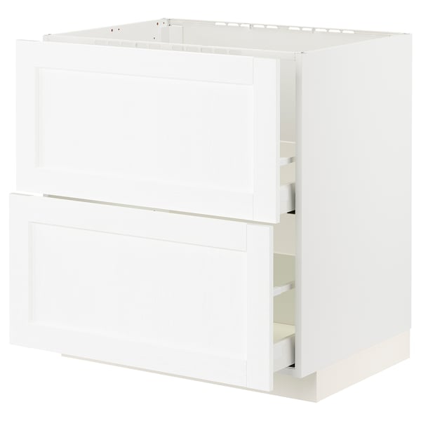 METOD / MAXIMERA Base cab f sink+2 fronts/2 drawers, white Enköping/white wood effect, 80x60x80 cm