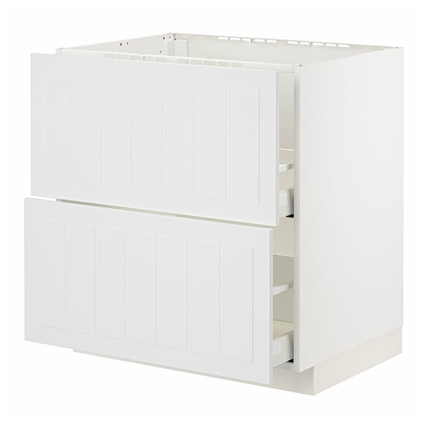 METOD / MAXIMERA Base cab f sink+2 fronts/2 drawers, white/Stensund white, 80x60x80 cm