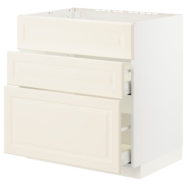 METOD / MAXIMERA Base cab f sink+3 fronts/2 drawers, white/Bodbyn off-white, 80x60x80 cm