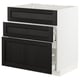 METOD / MAXIMERA Base cab f sink+3 fronts/2 drawers, white/Lerhyttan black stained, 80x60x80 cm