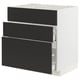 METOD / MAXIMERA Base cab f sink+3 fronts/2 drawers, white/Nickebo matt anthracite, 80x60x80 cm