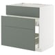 METOD / MAXIMERA Base cab f sink+3 fronts/2 drawers, white/Nickebo matt grey-green, 80x60x80 cm