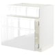 METOD / MAXIMERA Base cab f sink+3 fronts/2 drawers, white/Voxtorp high-gloss/white, 80x60x80 cm