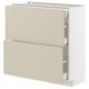 METOD / MAXIMERA Base cab with 2 fronts/3 drawers, white/Havstorp beige, 80x37x80 cm