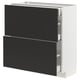 METOD / MAXIMERA Base cab with 2 fronts/3 drawers, white/Nickebo matt anthracite, 80x37x80 cm