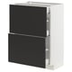 METOD / MAXIMERA Base cab with 2 fronts/3 drawers, white/Nickebo matt anthracite, 60x37x80 cm