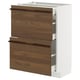 METOD / MAXIMERA Base cab with 2 fronts/3 drawers, white/Stensta dark brown ash veneer, 60x37x80 cm