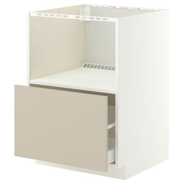 METOD / MAXIMERA Base cabinet f built-in appliances, white/Havstorp beige, 60x60x80 cm