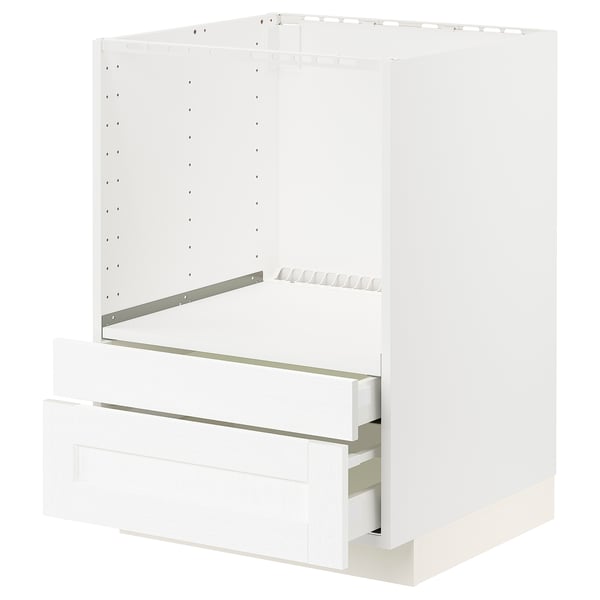 METOD / MAXIMERA Base cabinet f combi micro/drawers, white Enköping/white wood effect, 60x60x80 cm
