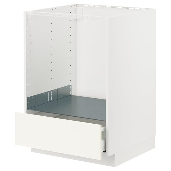 METOD / MAXIMERA Base cabinet for oven with drawer, white/Vallstena white, 60x60x80 cm
