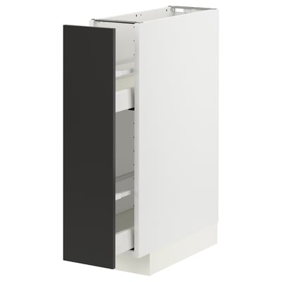METOD / MAXIMERA Base cabinet/pull-out int fittings, white/Nickebo matt anthracite, 20x60x80 cm