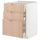 METOD / MAXIMERA Base cabinet with 3 drawers, white/Fröjered light bamboo, 60x60x80 cm