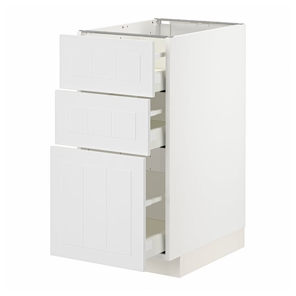 METOD / MAXIMERA Base cabinet with 3 drawers, white/Stensund white, 40x60x80 cm