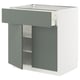 METOD / MAXIMERA Base cabinet with drawer/2 doors, white/Nickebo matt grey-green, 80x60x80 cm
