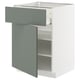 METOD / MAXIMERA Base cabinet with drawer/door, white/Nickebo matt grey-green, 60x60x80 cm