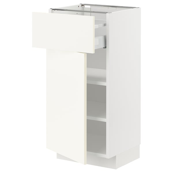 METOD / MAXIMERA Base cabinet with drawer/door, white/Vallstena white, 40x37x80 cm